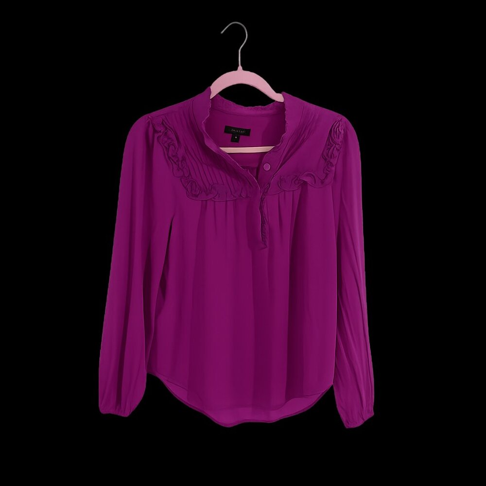 J. Crew Vibrant Blouse delicate bold statement flowy w/pattern on neckline whims